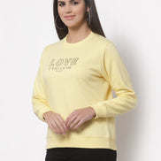 Yellow Printed Round Neck Sweatshirt - clubyork