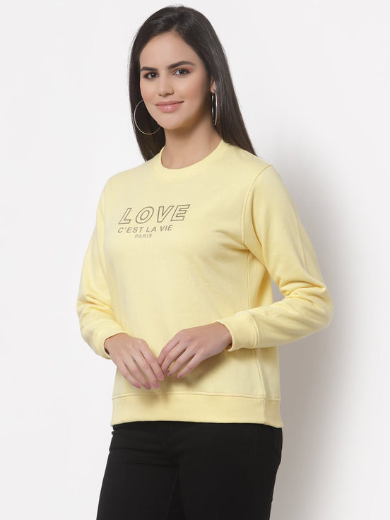 Yellow Printed Round Neck Sweatshirt - clubyork