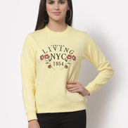 Yellow Printed Round Neck Sweatshirt - clubyork
