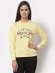Yellow  Printed Round Neck Sweatshirt