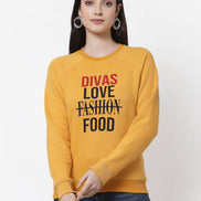 Yellow Round Neck Printed Sweatshirt - clubyork