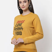Yellow Round Neck Printed Sweatshirt - clubyork