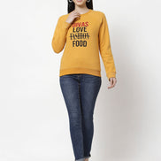 Yellow Round Neck Printed Sweatshirt - clubyork