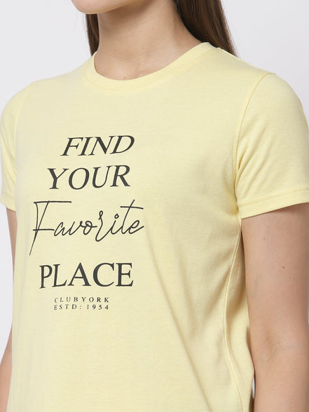 Yellow Round Neck T-Shirt - clubyork