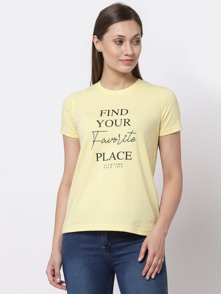 Yellow Round Neck T-Shirt - clubyork