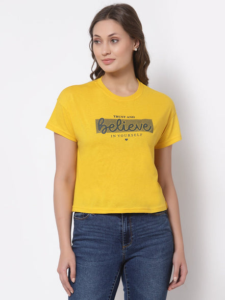 Yellow Round Neck T-Shirt - clubyork