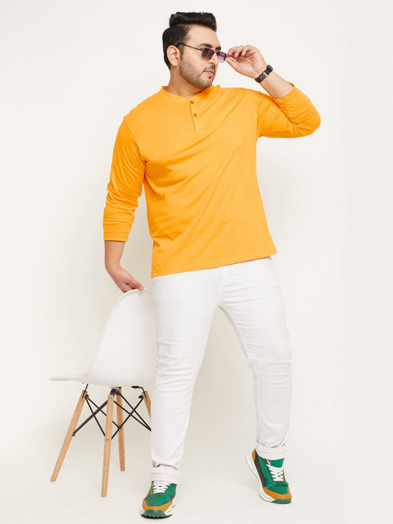 Yellow Solid Plus Size Tshirt - clubyork
